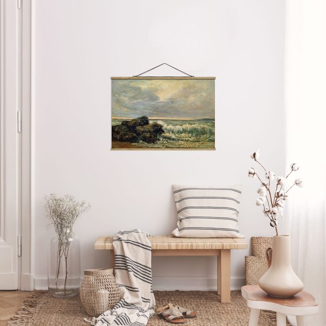 Stoffbilder mit Posterleisten Gustave Courbet - Die Welle