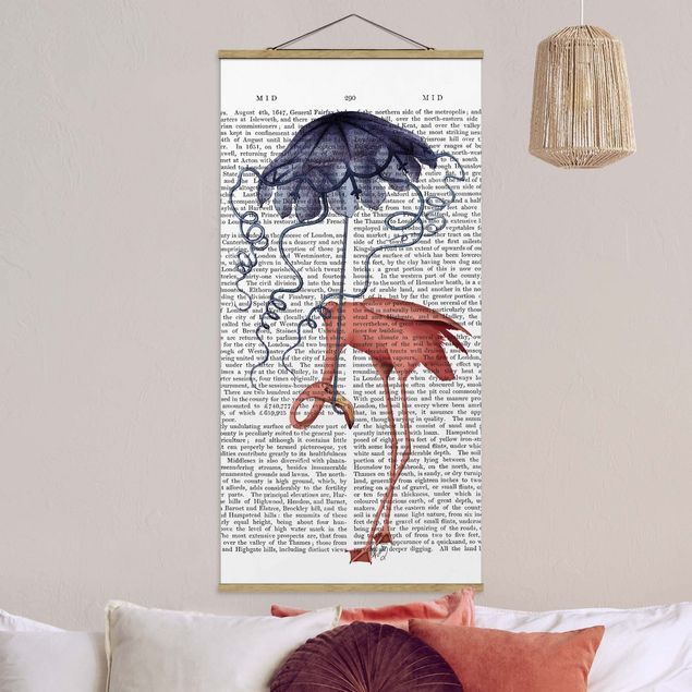 Bilder Tierlektüre - Flamingo mit Regenschirm