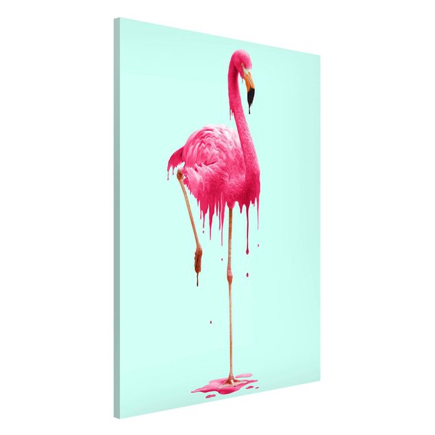 Magnettafel - Jonas Loose - Schmelzender Flamingo - Memoboard Hochformat 3:2