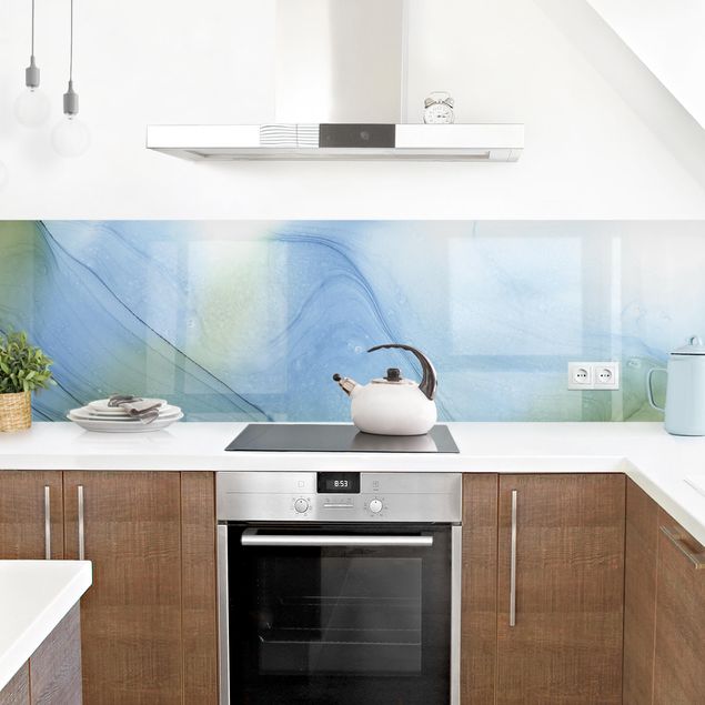 Küchenrückwand selbstklebend Meliertes Moosgrün mit Blau