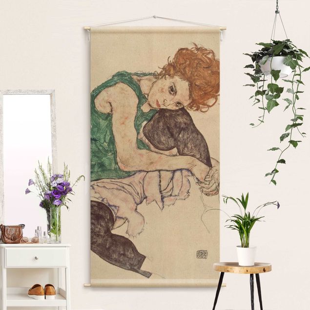 Wandbehang Egon Schiele - Sitzende Frau mit hochgezogenem Knie