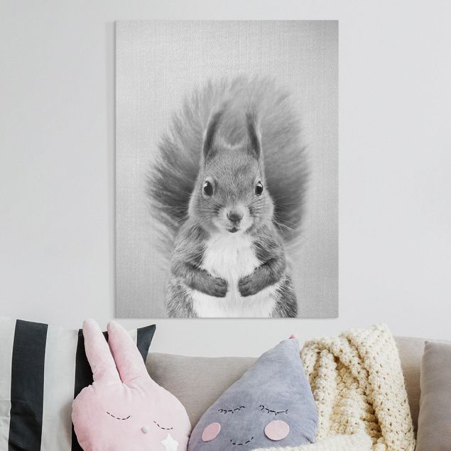 schwarz-weiß Bilder auf Leinwand Eichhörnchen Elisabeth Schwarz Weiß
