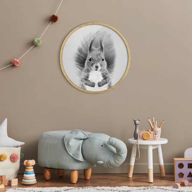 Moderne Bilder mit Rahmen Eichhörnchen Elisabeth Schwarz Weiß
