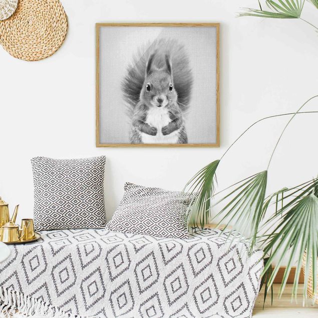 Moderne Bilder mit Rahmen Eichhörnchen Elisabeth Schwarz Weiß