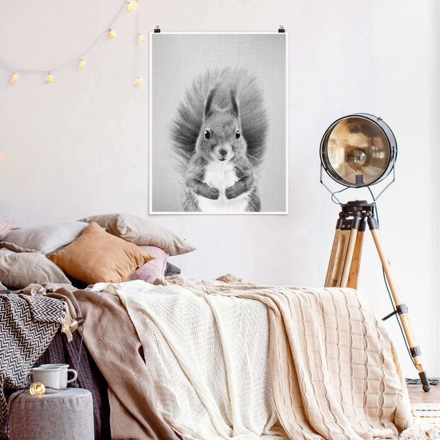 Moderne Poster Eichhörnchen Elisabeth Schwarz Weiß