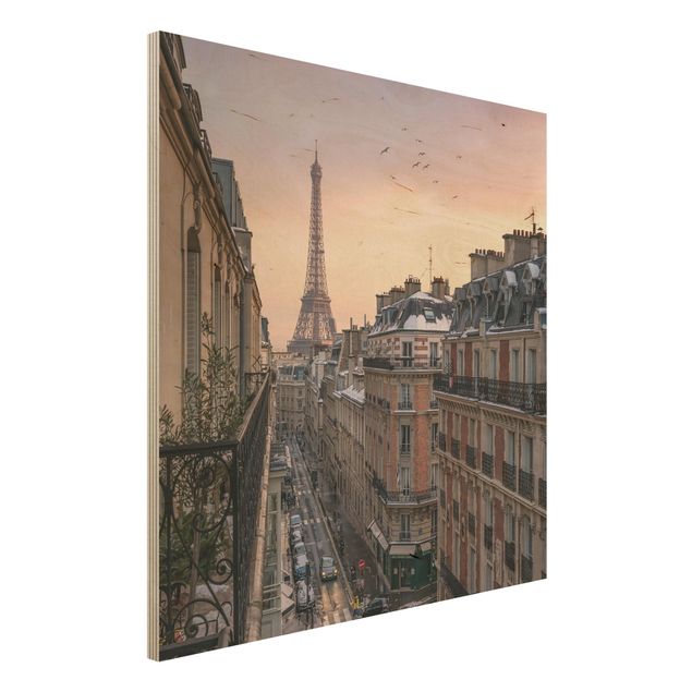 Holzbilder Syklines Eiffelturm bei Sonnenuntergang