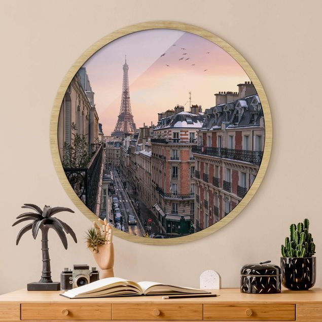 Moderne Bilder mit Rahmen Eiffelturm bei Sonnenuntergang