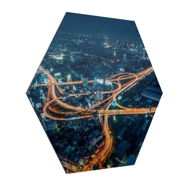 Hexagon Bild Alu-Dibond - Eine Nacht in Bangkok