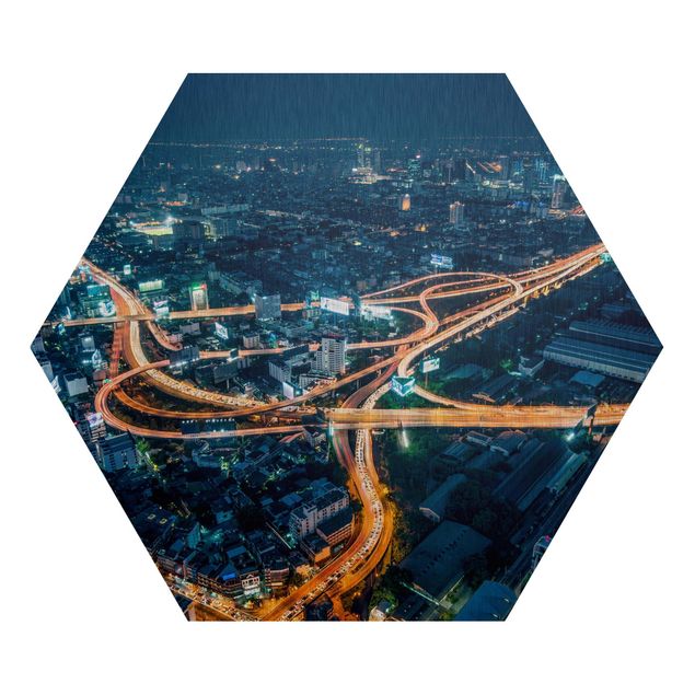 Hexagon Bild Alu-Dibond - Eine Nacht in Bangkok