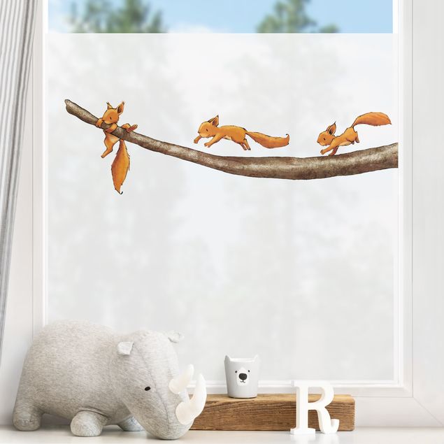 Fensterbilder Tiere Jacoby und Stuart - Einhörnchen halt dich fest
