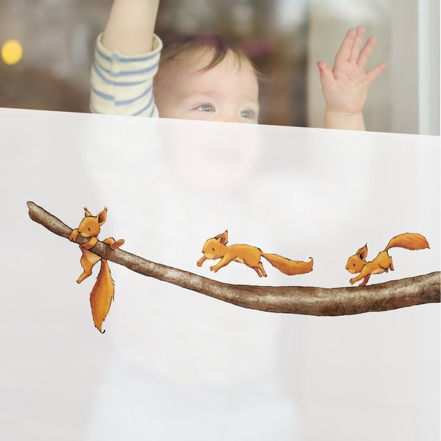 Fensterfolie - Sichtschutz - Jacoby und Stuart - Einhörnchen halt dich fest - Fensterbilder