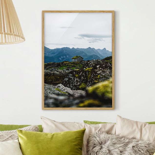Moderne Bilder mit Rahmen Einsame Hütte in Norwegen