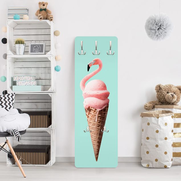 Garderobe mit Motiv Eis mit Flamingo