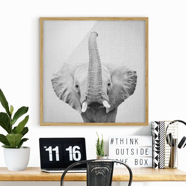 schwarz-weiß Bilder mit Rahmen Elefant Ewald Schwarz Weiß