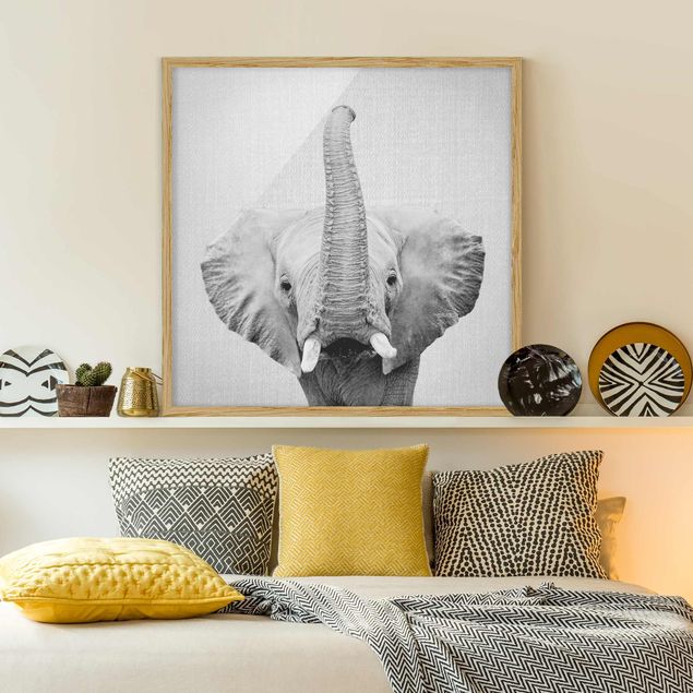 Moderne Bilder mit Rahmen Elefant Ewald Schwarz Weiß
