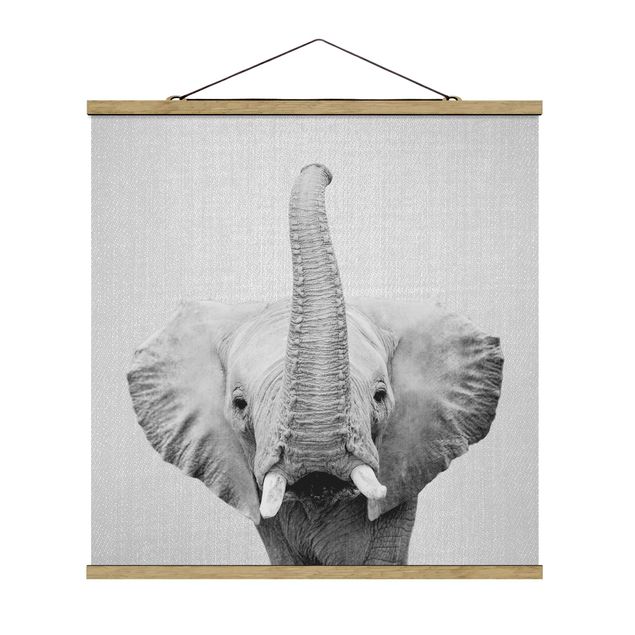 Moderne Poster Elefant Ewald Schwarz Weiß