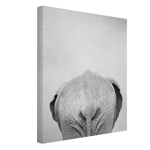 Wandbilder Elefant von hinten Schwarz Weiß