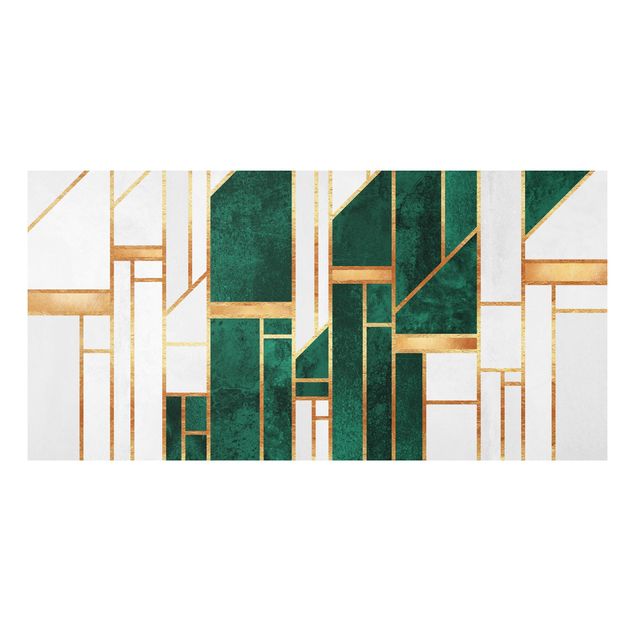 Wandbilder Emerald und Gold Geometrie