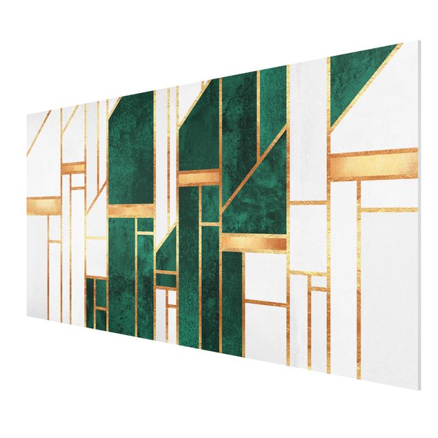 Foto auf Hartschaumplatte Emerald und Gold Geometrie