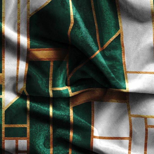 Blickdichte Vorhänge Emerald und Gold Geometrie