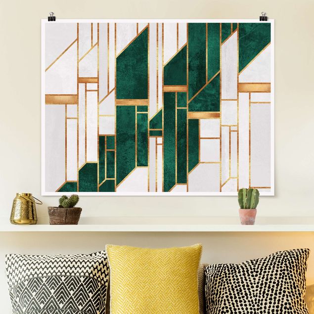 Riesenposter XXL Emerald und Gold Geometrie