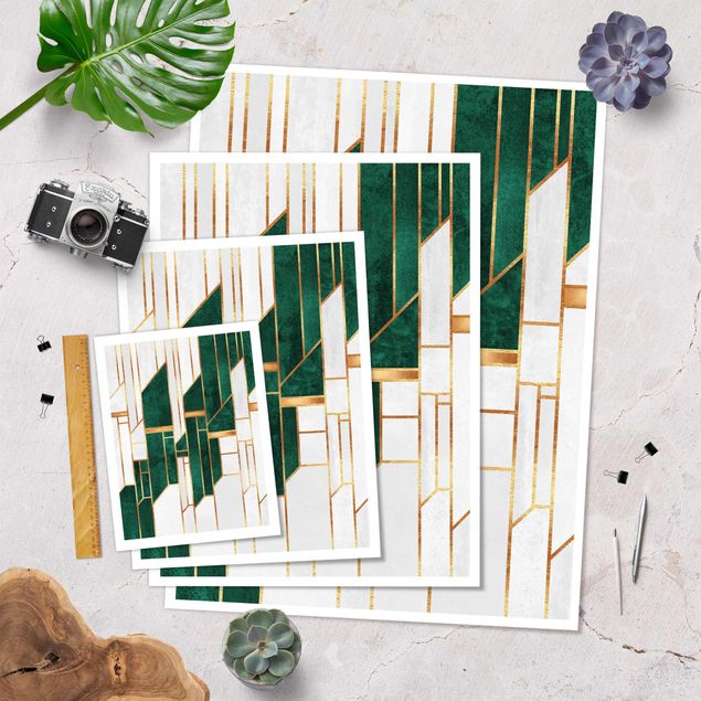 Emerald und Gold Geometrie Poster im Hochformat 3:4 kaufen | Poster