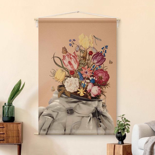 Wandbehang Stoffbild Enkel Dika - Astronautenanzug mit Blumen