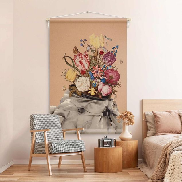 Wandbehang Tuch Enkel Dika - Astronautenanzug mit Blumen