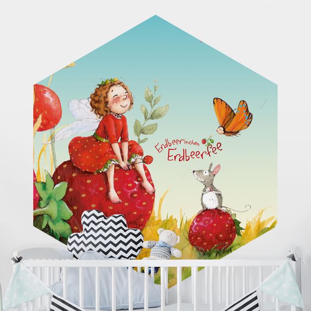 Hexagon Mustertapete selbstklebend - Erdbeerinchen Erdbeerfee - Zauberhaft