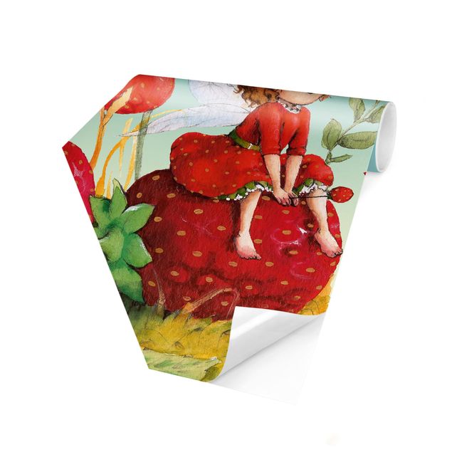 Hexagon Mustertapete selbstklebend - Erdbeerinchen Erdbeerfee - Zauberhaft