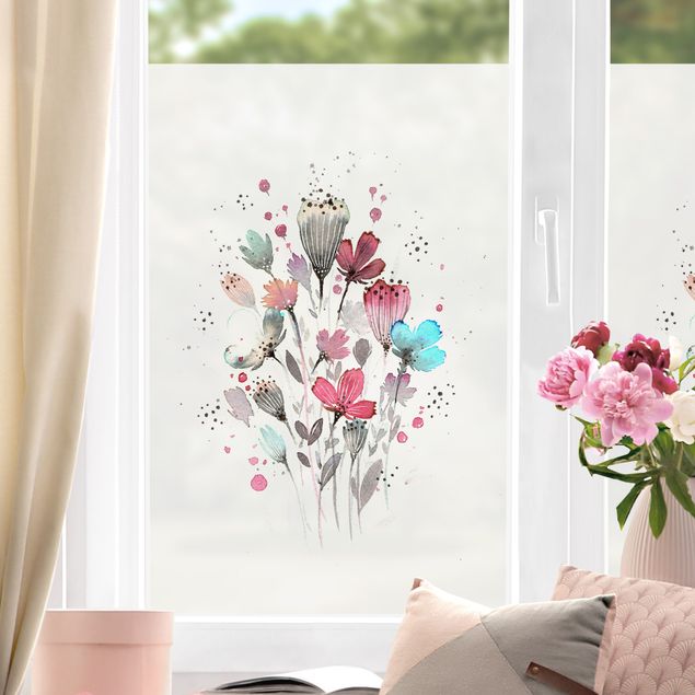 Fensterfolie Blumen Esther Meinl - Aquarell Blumen im Frühling