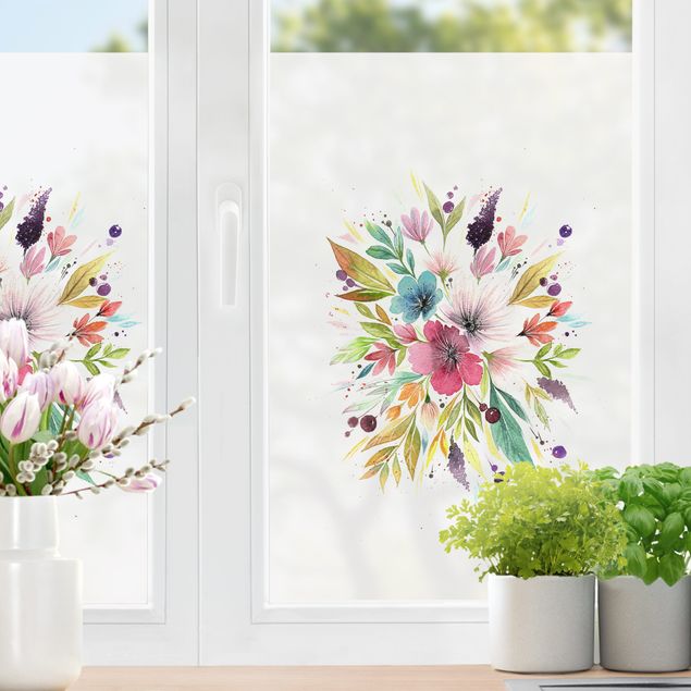 Blumen Fensterbild Esther Meinl - Aquarell Bouquet im Frühling