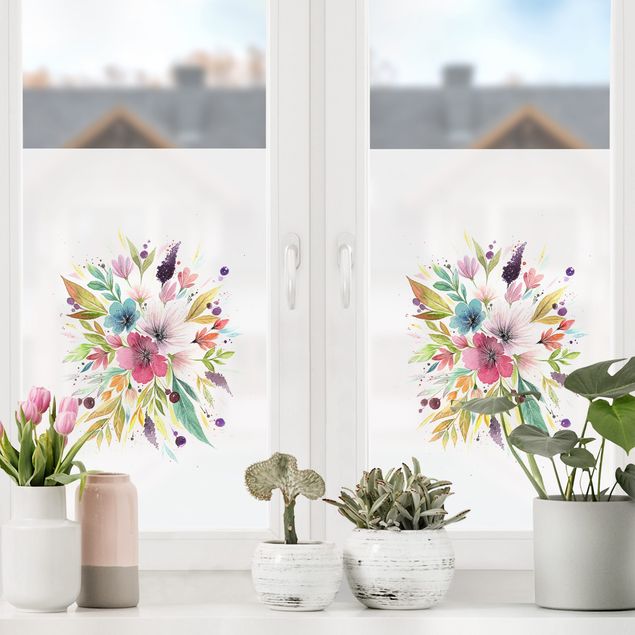 Klebefolie Fenster Esther Meinl - Aquarell Bouquet im Frühling
