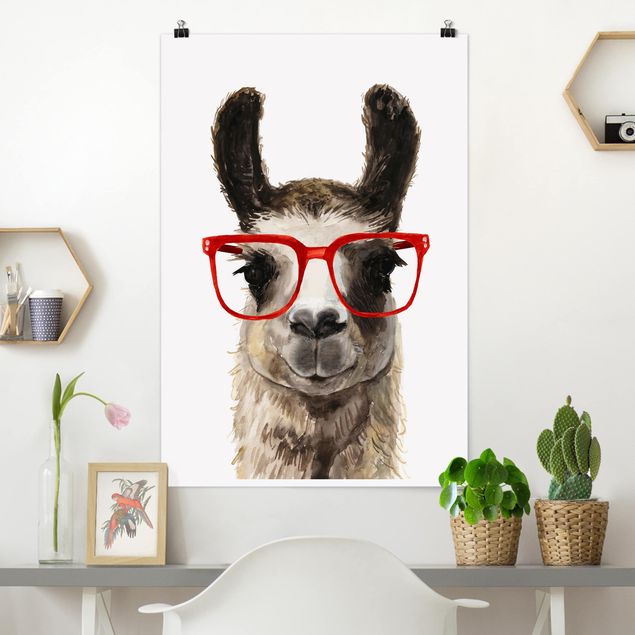 Wand Poster XXL Hippes Lama mit Brille II
