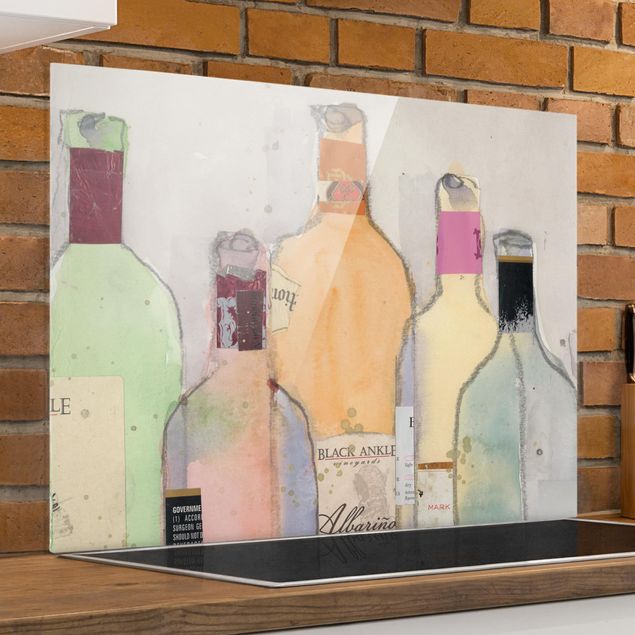 Küchenspritzschutz Weinflaschen in Wasserfarbe II