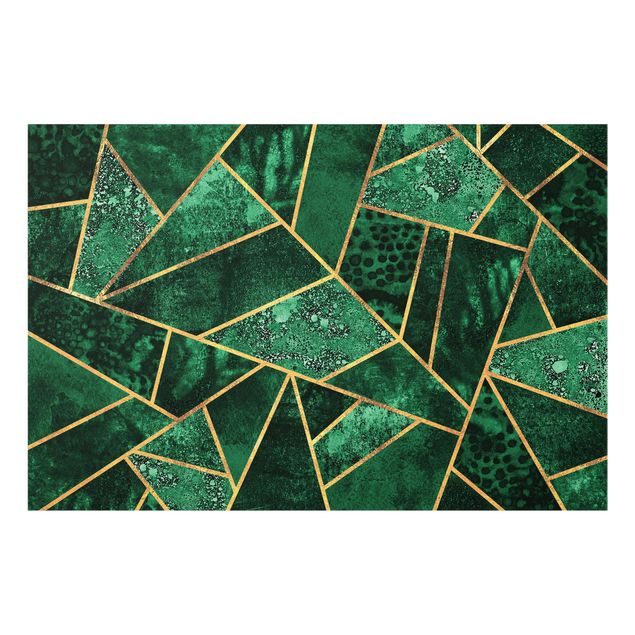 Spritzschutz Glas - Dunkler Smaragd mit Gold - Querformat - 3:2
