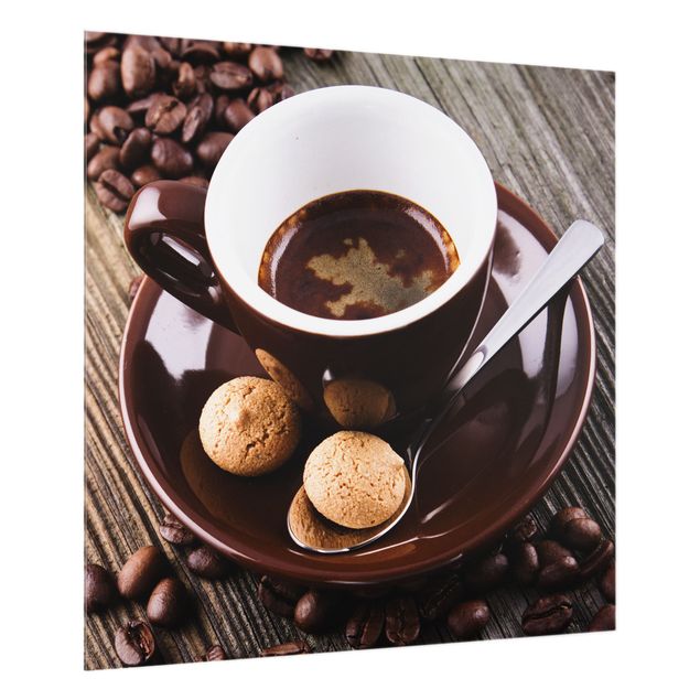 Spritzschutz Kaffeetasse mit Kaffeebohnen
