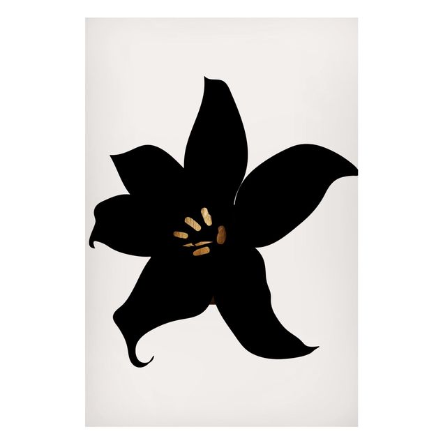 Magnettafel - Grafische Pflanzenwelt - Orchidee Schwarz und Gold - Hochformat 2:3