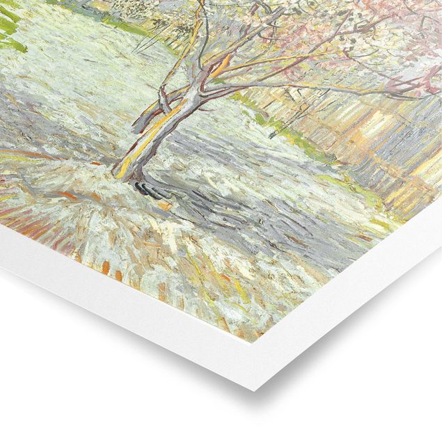 Poster - Vincent van Gogh - Blühende Pfirsichbäume - Hochformat 3:4
