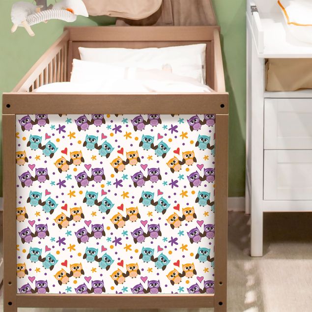 Möbelfolie Kinderzimmer - Süßes Kinderzimmer-Muster mit verliebten Eulen