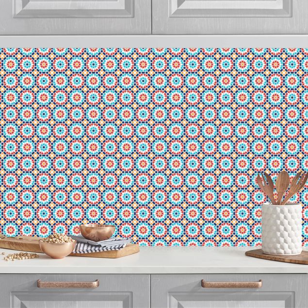 Platte Küchenrückwand Orientalisches Muster mit bunten Blüten