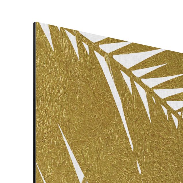 Alu-Dibond - Blick durch goldene Palmenblätter - Quadrat