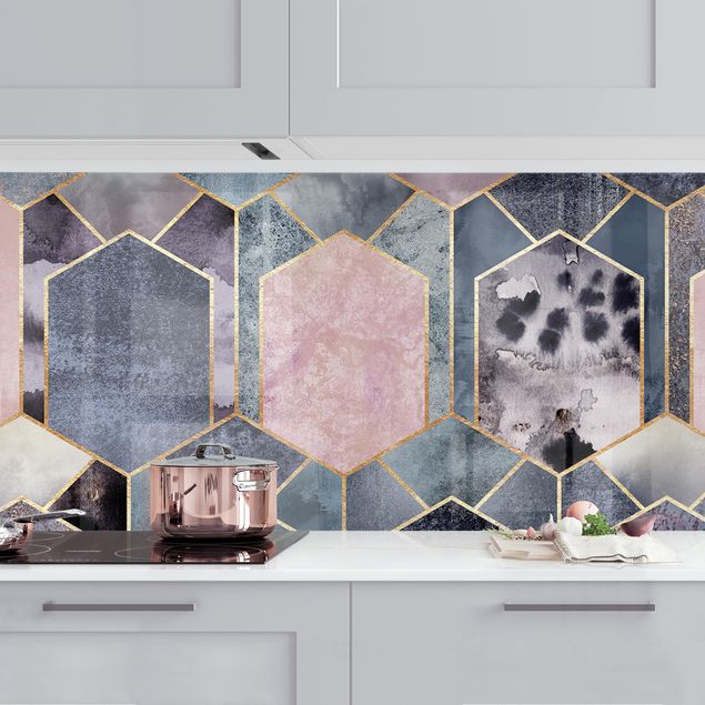 Platte Küchenrückwand Art Deco Marmor Gold