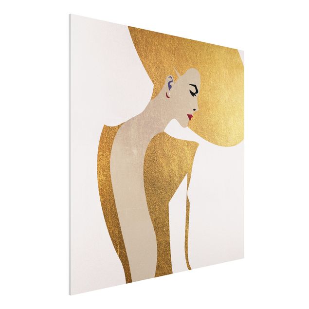 Kubistika Prints Dame mit Hut in Gold