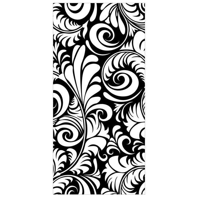 Raumteiler - Black and White Leaves Pattern 250x120cm