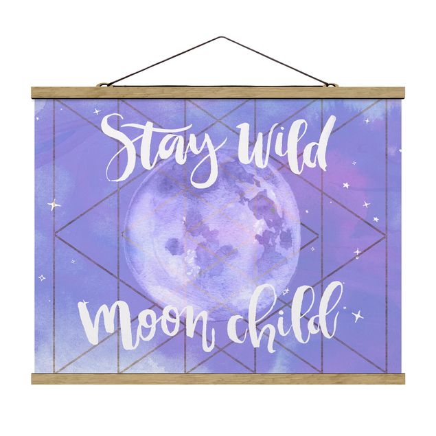Stoffbild mit Posterleisten - Mond-Kind - Stay wild - Querformat 4:3