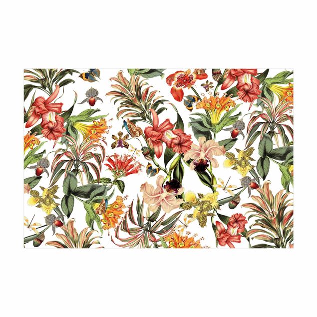 Teppich bunt Tropische Blumen