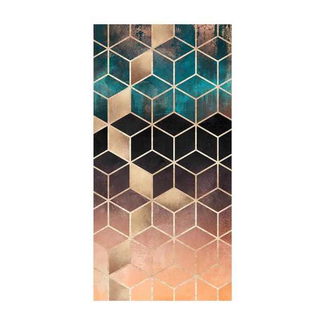 3D Teppiche Türkis Rosé goldene Geometrie