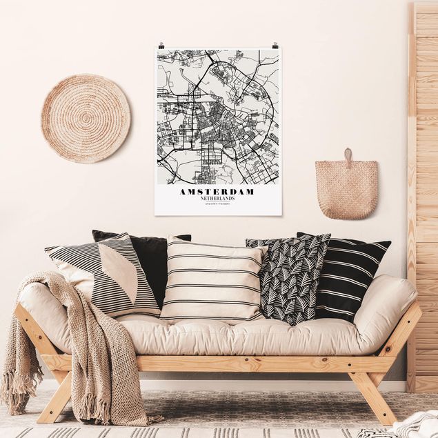 Poster - Stadtplan Amsterdam - Klassik - Hochformat 3:4