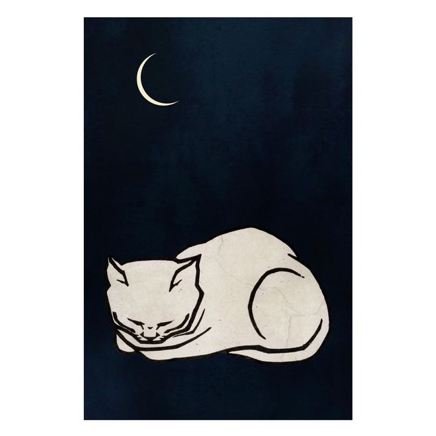 Magnettafel - Schlafende Katze Illustration - Hochformat 2:3
